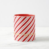 Mug Noël Rouge Sucre de canne rayures mignonnes Noël F (Centre)
