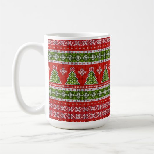 Mug Noël Rouge Vert Vacances tendance (Gauche)
