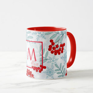 Mug Noël, Rowan, rouge, blanc, flocons de Café Mu