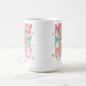 Mug Noël Ruban Rose Vert Turquoise Nom (Centre)