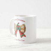 Mug Noël ruban rustique avec chapeau d'elfes renne (Devant gauche)