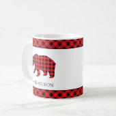 Mug Noel Russe Buffle Rouge Plaid Ours Silhouette (Devant gauche)