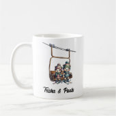 Mug Noël Russe Ski Lift Teddy Bear Art Red Green (Gauche)