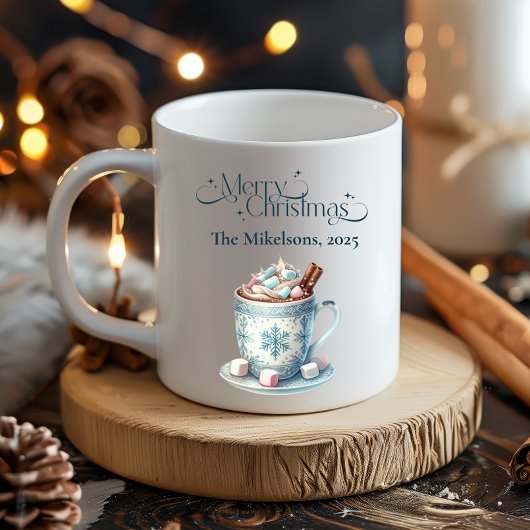 Mug Noël rustique bleu cosy