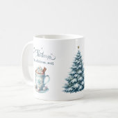 Mug Noël rustique bleu cosy (Devant gauche)