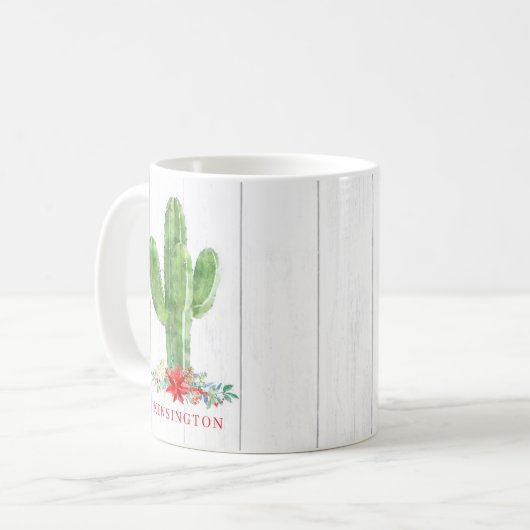 Mug Noël rustique Cactus Vacances Succulentes (Devant gauche)