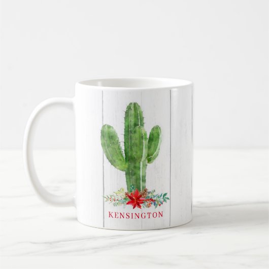 Mug Noël rustique Cactus Vacances Succulentes (Gauche)