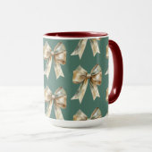 Mug Noël Rustique Chic Gold Bows (Devant droit)