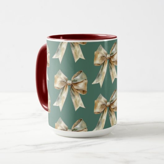 Mug Noël Rustique Chic Gold Bows (Devant gauche)