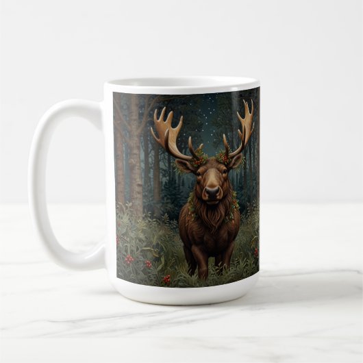 Mug Noël rustique élan cerf boho forêt boisée (Gauche)