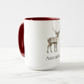 Mug Noël Rustique Nom du cerf (Devant gauche)