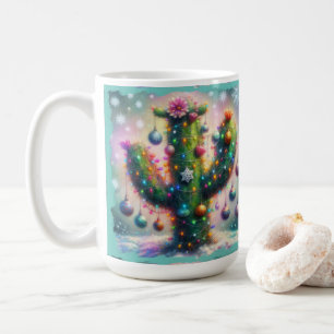 Mug Noël Saguaro Cactus Whimsical Snowflakes