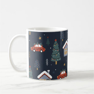 Mug Noël sans couture motif avec arbre de Noël, voit