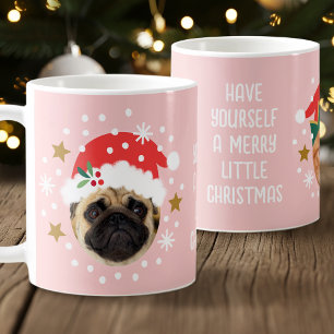 Mug Noël Santa Elf Photo Personnalisée de Chien Rose M