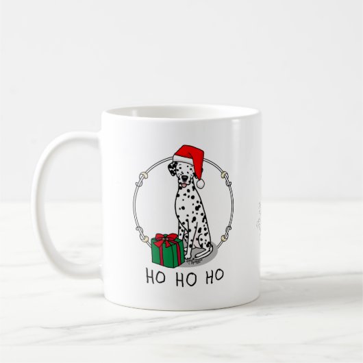 Mug Noël Santa Hat Chien dalmate (noir 1) mignonne (Gauche)