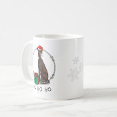 Mug Noël Santa Hat Greyhound Dog (brindle) Drôle (Devant gauche)