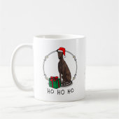 Mug Noël Santa Hat Greyhound Dog (brindle) Drôle (Gauche)