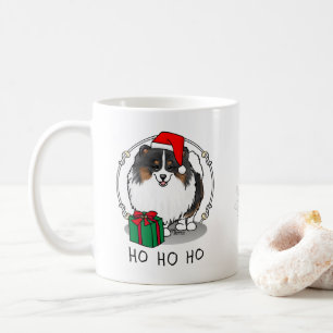 Mug Noël Santa Hat Pomeranian (tri-couleur) mignonne