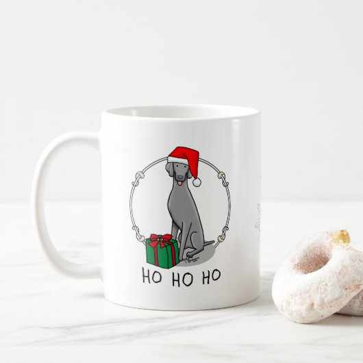 Mug Noël Santa Hat Weimaraner Chien (gris 1) mignon (Avec donut)