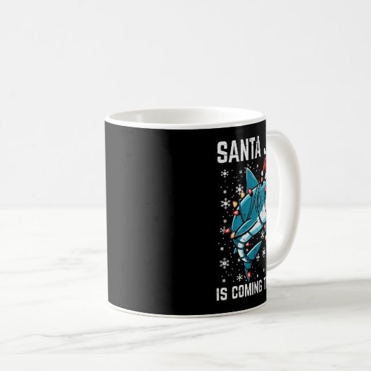 Mug Noël Shark Père Noël Jaws Jaws Jaws Hommes Garçons (Devant droit)