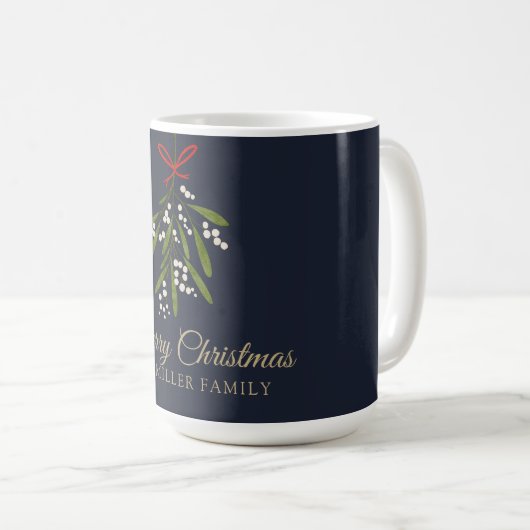 Mug Noël simple de mistletoe marine (Devant droit)