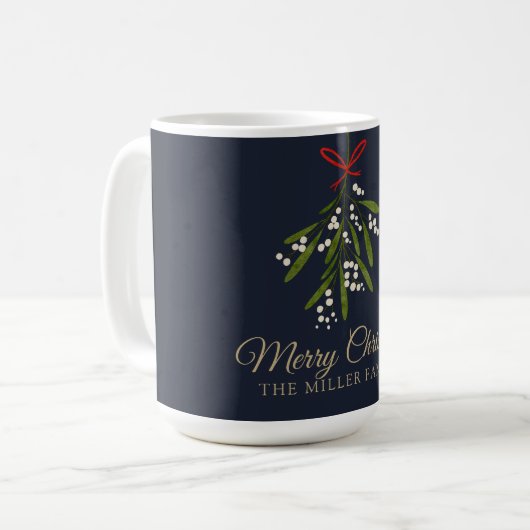 Mug Noël simple de mistletoe marine (Devant gauche)
