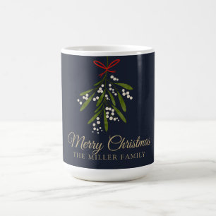 Mug Noël simple de mistletoe marine