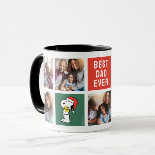 Mug Noël Snoopy & Woodstock | Meilleur papa - Collage (Devant gauche)