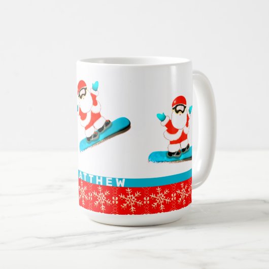 Mug Noël Snowboardeur Snowboard (Devant droit)