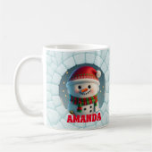 Mug Noël Snowman 3D Nom personnalisé Vacances (Gauche)