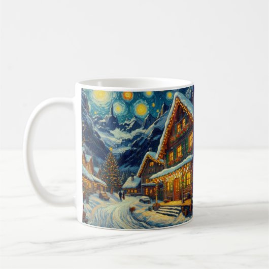 Mug Noël Starry Night Mountain Village (Gauche)