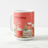 Mug Noël Traitements Girly mignonne Aquarelle rose (Devant gauche)