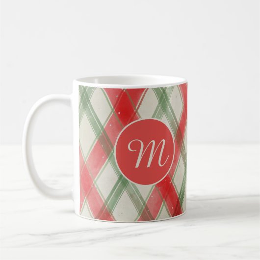 Mug Noël unique rouge et vert motif saisonnier (Gauche)