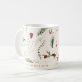 Mug Noël Vacances Boho Élégant Poinsettia Verdure (Devant gauche)