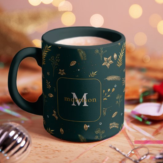 Mug Noël Vacances d'hiver moderne or Arche Monogramme