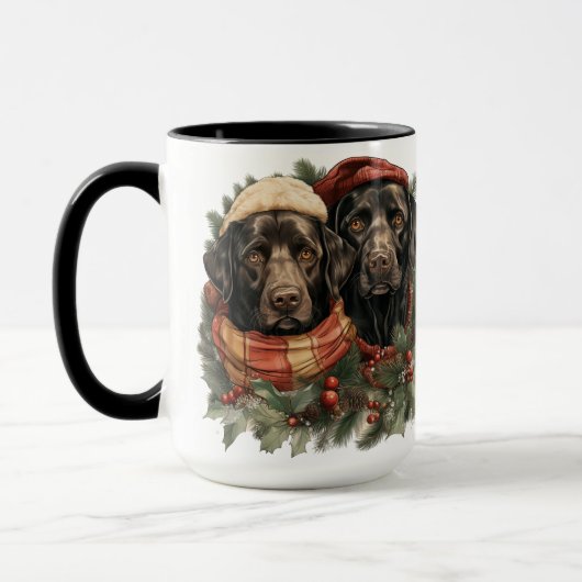 MUG NOËL VACANCES LABRADOR NOIR RÉCUPÉRATION (Gauche)