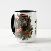 MUG NOËL VACANCES LABRADOR NOIR RÉCUPÉRATION (Devant gauche)