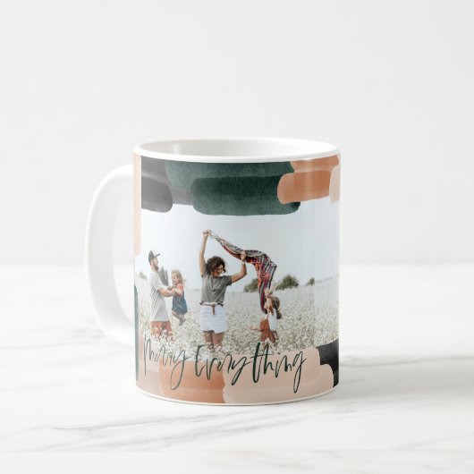 Mug Noël vert abstrait moderne multi photo (Devant gauche)