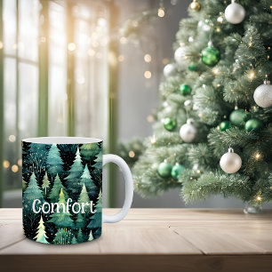 Mug Noël vert boisé rustique