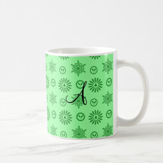 Mug Noël vert clair de monogramme tient le premier (Droite)