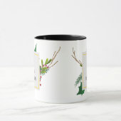 Mug Noël Vert Élégant Monogramme Rouge Noir (Centre)