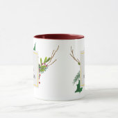 Mug Noël Vert Élégant Rouge Monogramme Maroon (Centre)