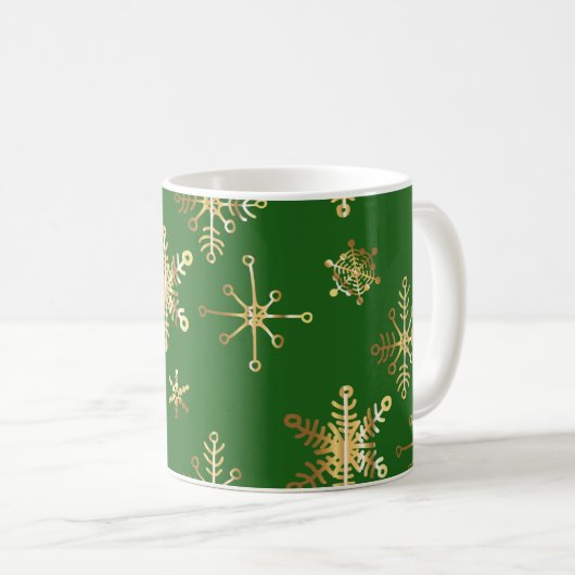 Mug Noël vert et or (Devant droit)