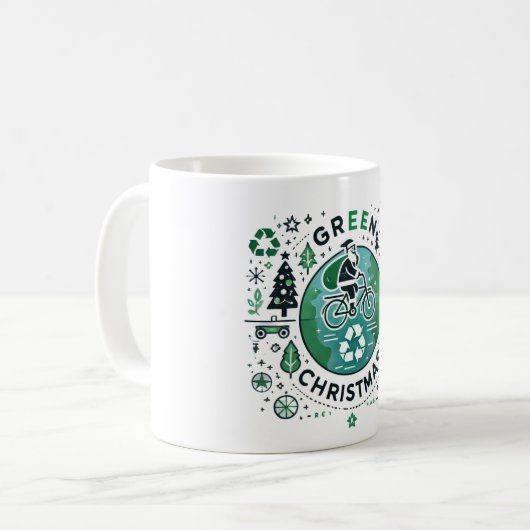 Mug Noël vert - Père Noël et design de recyclage (Devant gauche)