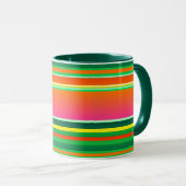 Mug Noël vert rouge rayé artistique (Devant droit)