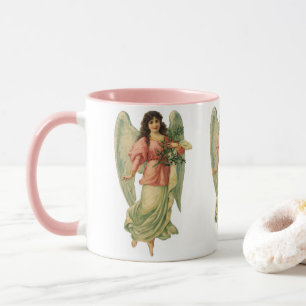 Mug Noël vintage, ange victorien antique