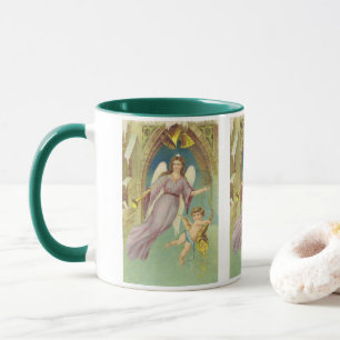 Mug Noël vintage, Ange victorien avec Cherub