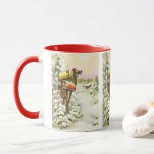 Mug Noël vintage, boîtes aux lettres dans un paysage h