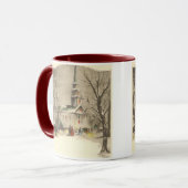 Mug Noël vintage, Eglise dans le paysage hivernal (Devant gauche)