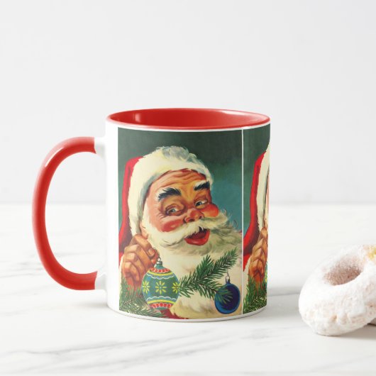 Mug Noël Vintage, Jolly Retro 50's Père Noël (Avec donut)